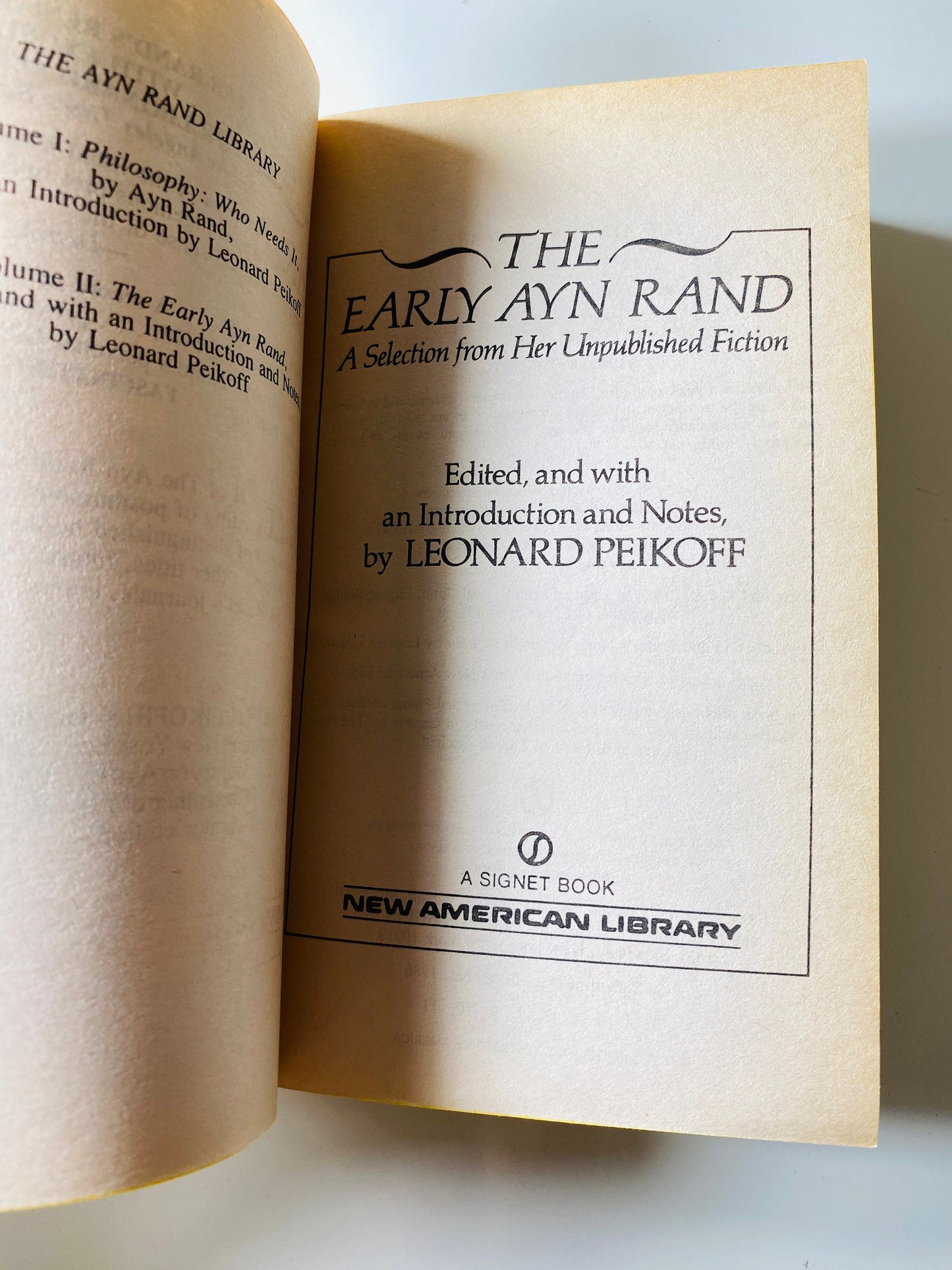 Early Writings of Ayn Rand EARLY PRINTING vintage Signet paperback book circa 1986 Objectivism novel by the author of Atlas Shrugged