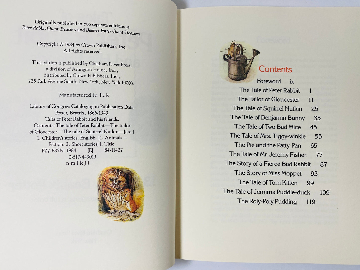 Tales of Peter Rabbit and his Friends vintage book from 1984 written by Beatrix Potter. Crown Publisher Christmas gift. stocking stuffer