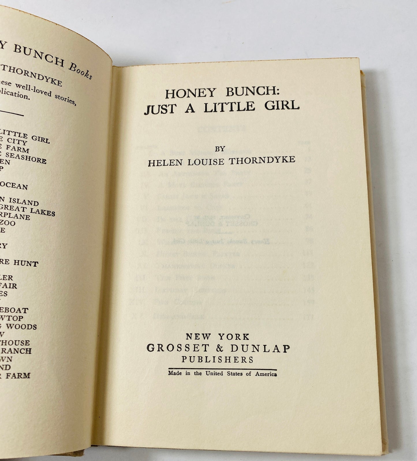 Honey Bunch vintage book circa 1948 with dust jacket by Helen Louise Thorndyke Tan Cloth Bound Vintage Mystery Stories. Laura Lee Hope.