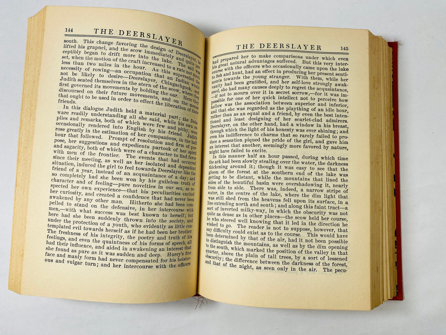 James Fenimore Cooper Deerslayer circa 1900 red vintage book with black embossing