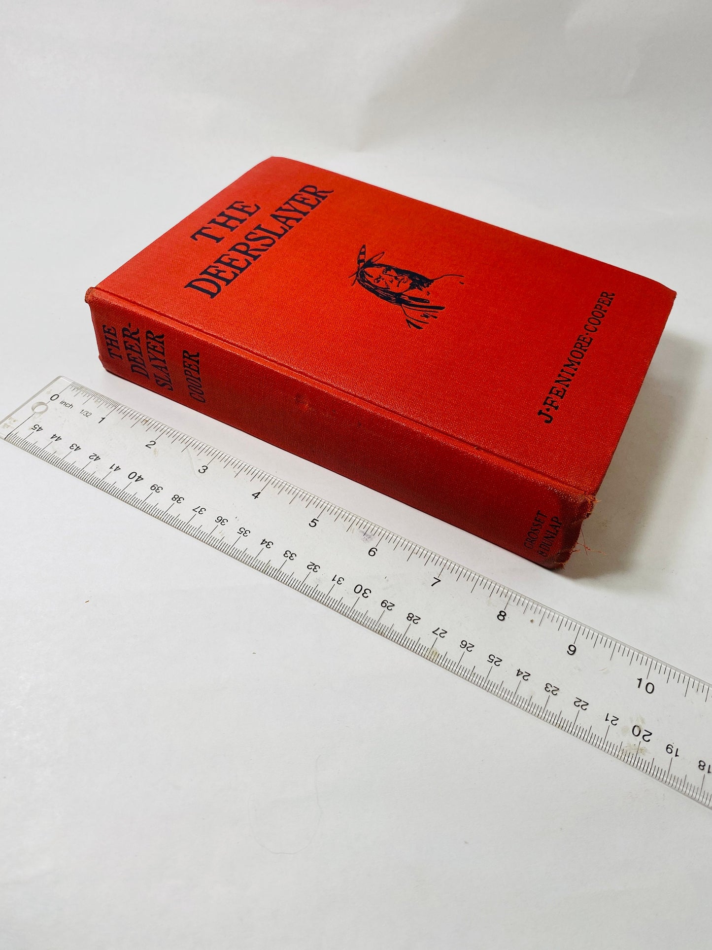 James Fenimore Cooper Deerslayer circa 1900 red vintage book with black embossing