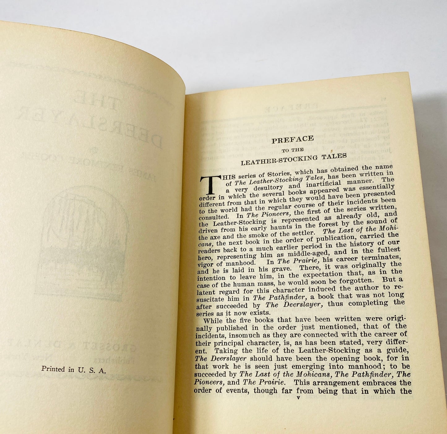James Fenimore Cooper Deerslayer circa 1900 red vintage book with black embossing