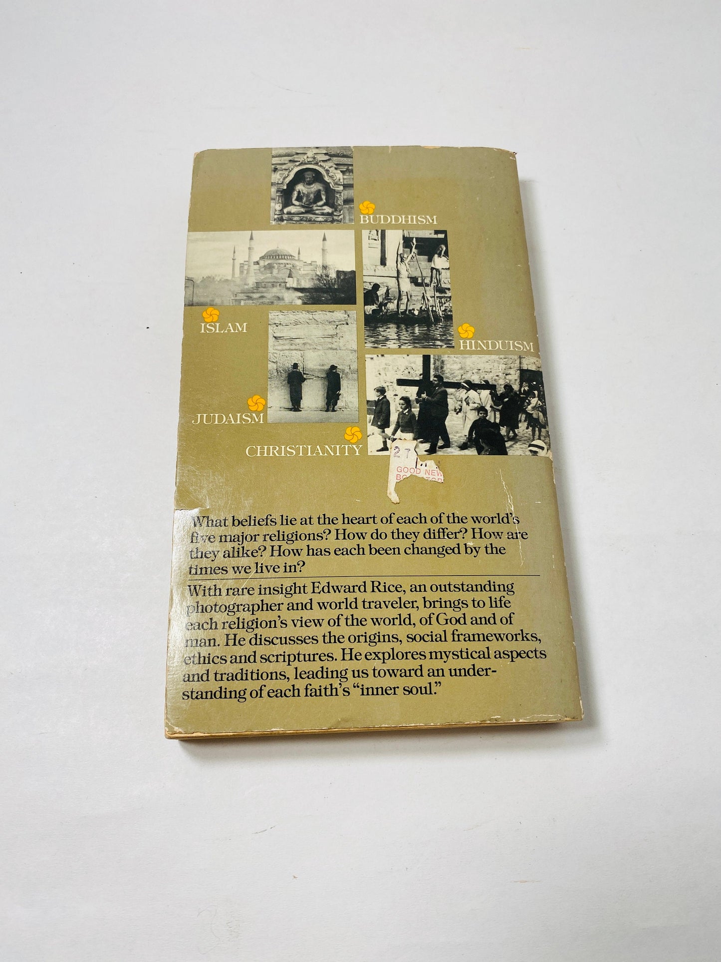 Five Great Religions vintage paperback book by Edward Rice circa 1977. Zoroastrianism, Janism, Buddhism, Hinduism, Islam and Christianity.