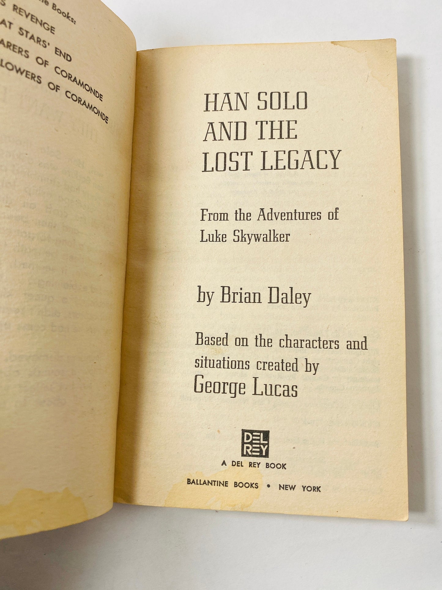 1980 Han Solo and the Lost Legacy vintage paperback book From Adventures of Luke Skywalker Star Wars George Lucas Young Jedi Knights gift