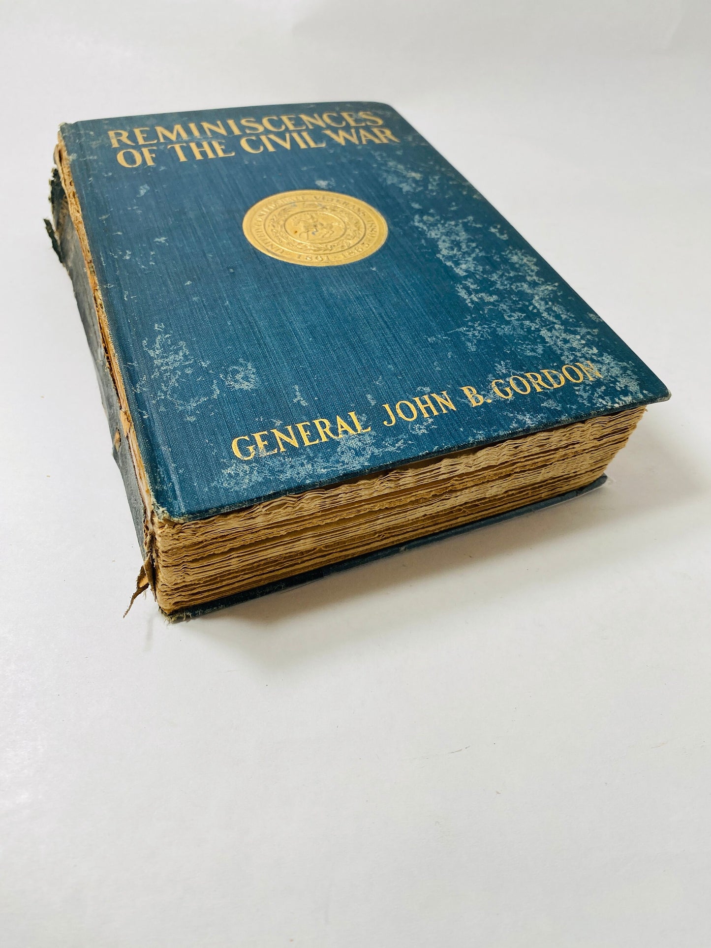 1903 Reminiscences of the Civil War by General John Gordon vintage book Beautiful blue decor with gilded gold American soldier secession