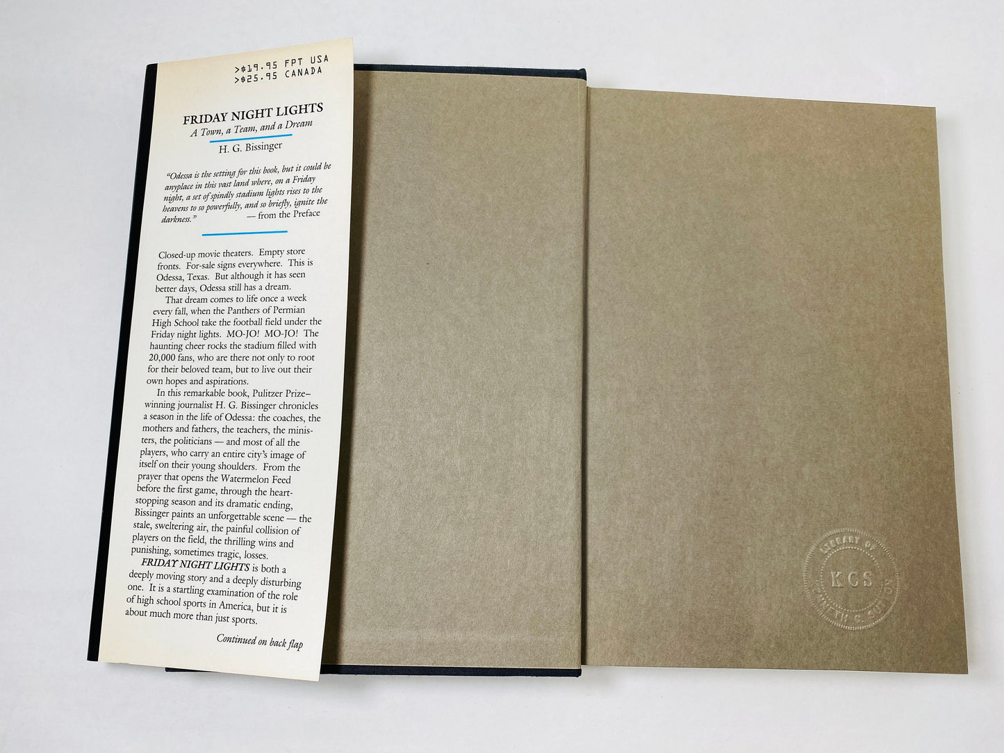 Friday Night Lights by HG Bissinger First printing vintage book A Town, a Team and a Dream. Football black book decor. Texas sports gift