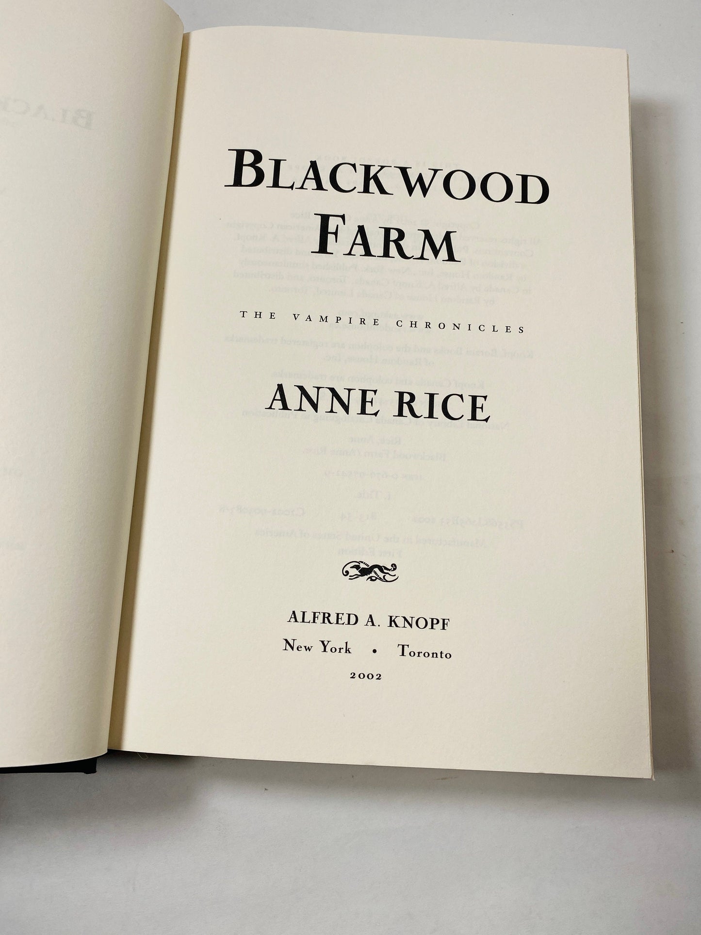Blackwood Farm by Anne Rice vintage book circa 2002 FIRST EDITION Mayfair Witches trilogy Vampire Collectible gift.