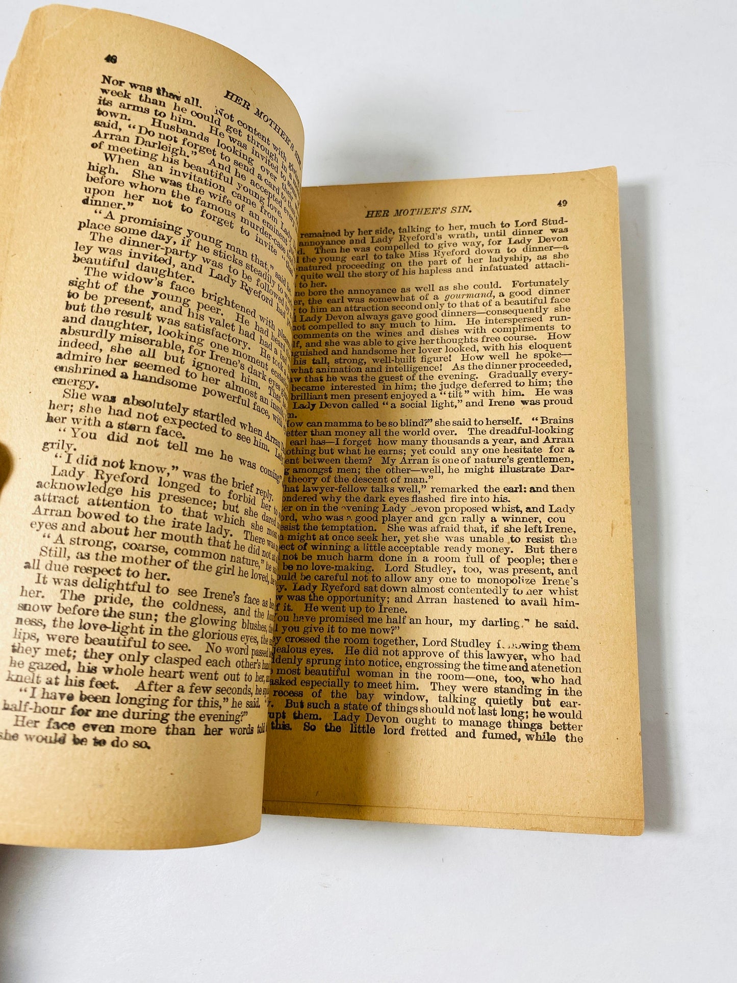 1900 EARLY AMERICANA Her Mother's Sin vintage paperback book by Bertha Clay Story of love, jealousy, suspicion, misalliance and marriage.