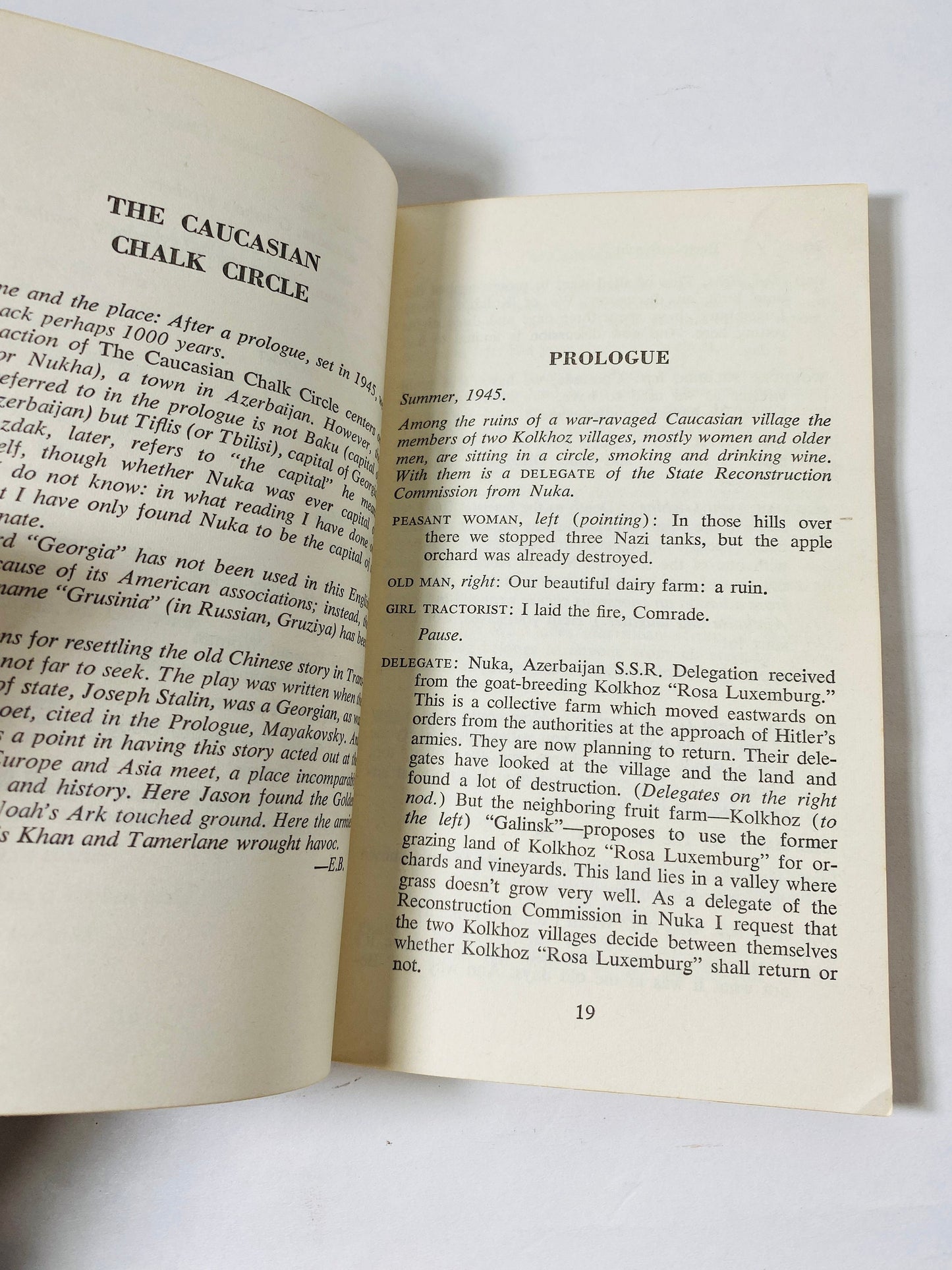 1966 Caucasian Chalk Circle by Bertolt Brecht vintage paperback book Play about a peasant girl who rescues a baby and becoming a mother