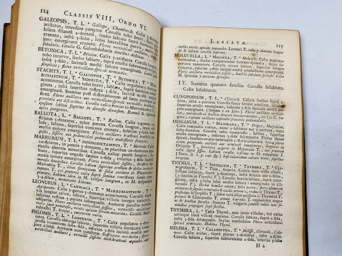 1789 Genera Plantarum Secundum Odines Naturales antique leather book Modern Botainical nomenclatur Jussieu