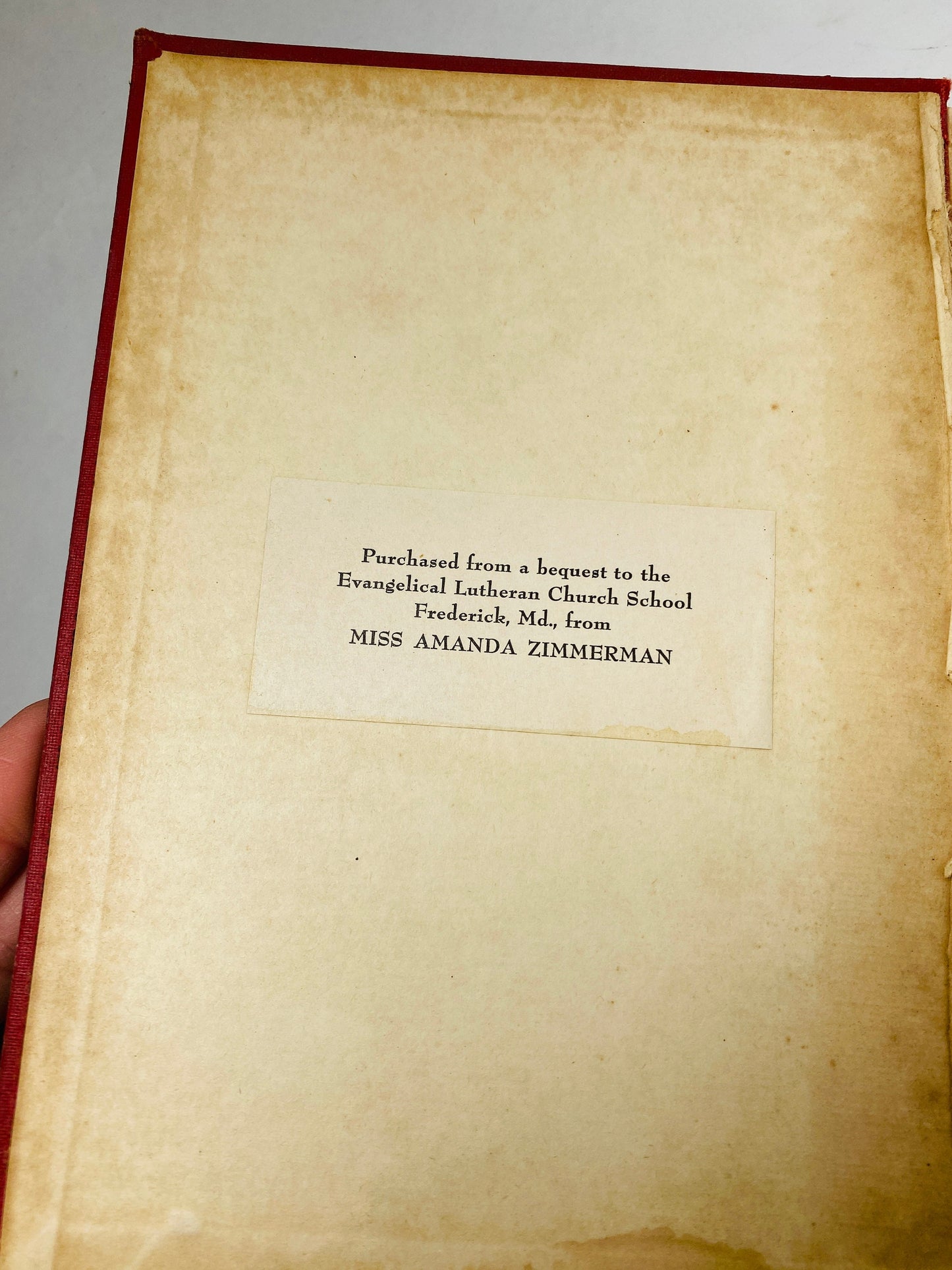 Vintage early revival songbook circa 1948 Church School hymnal by Muhlenberg Christian music book red home decor prop