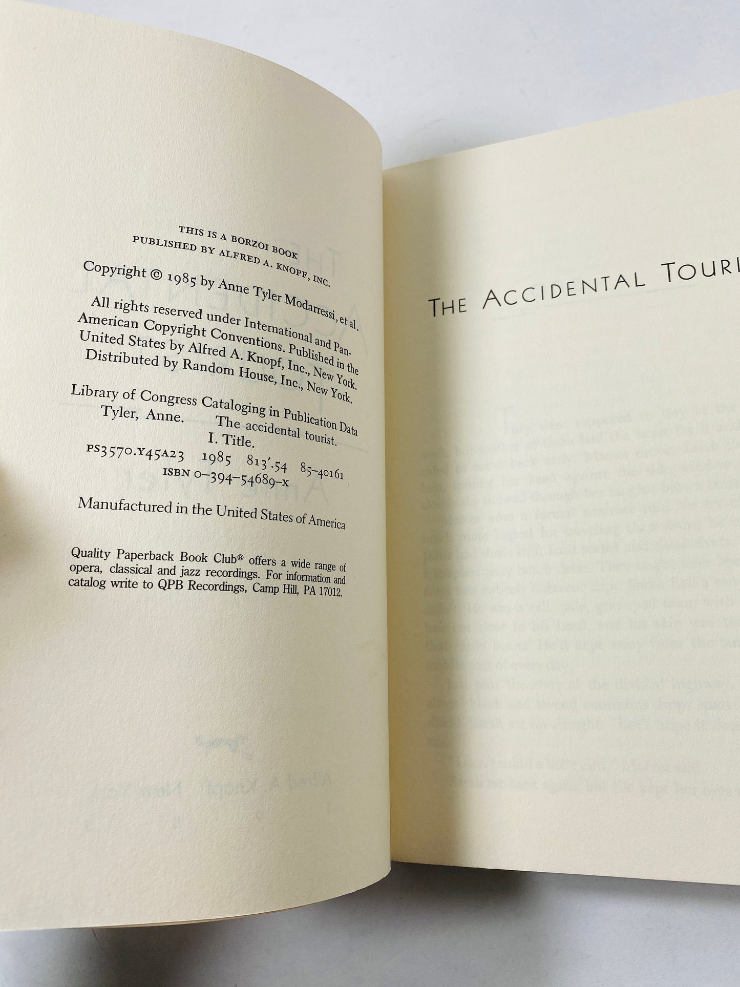 1985 Accidental Tourist vintage paperback book by Anne Tyler about mourning a murdered son and a marriage lost in grief
