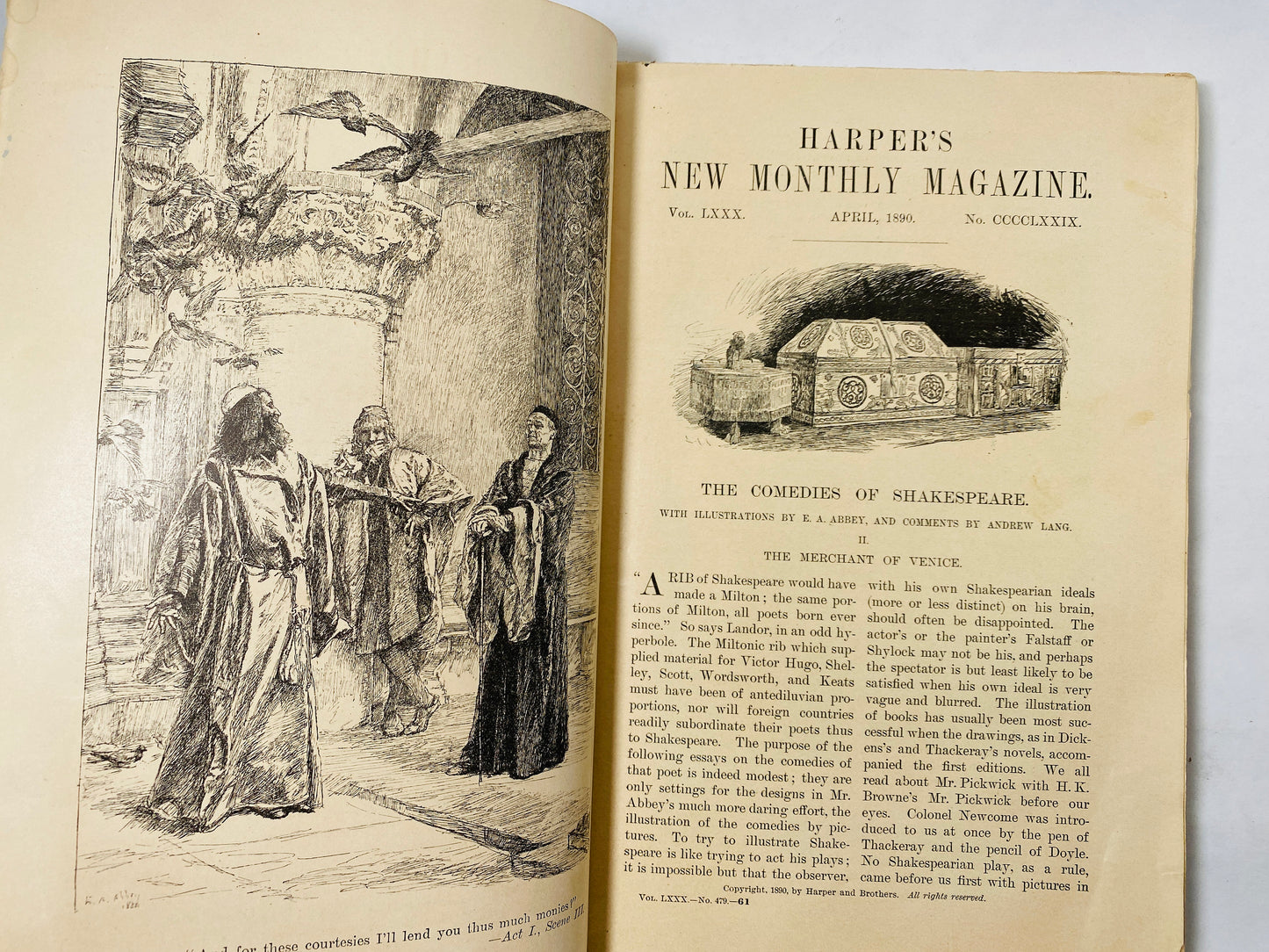 Wordsworth Sonnet 1890 Harper's New Monthly Magazine Antique vol 80 No 479 Post Civil War