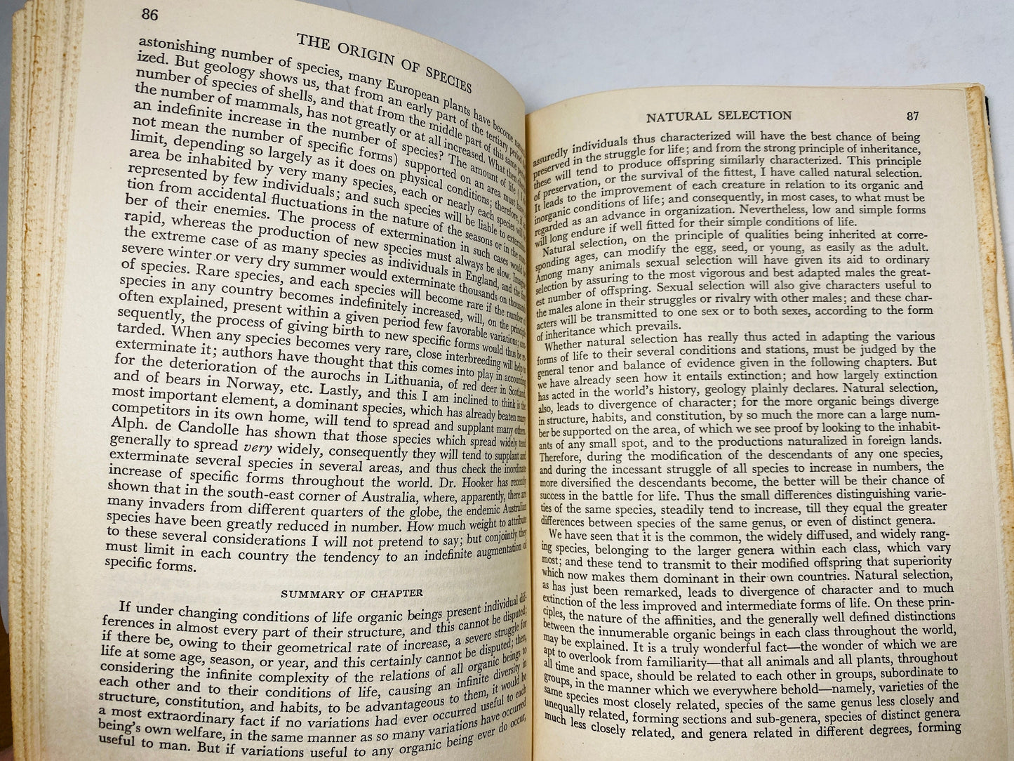 Origin of Species vintage book by Charles Darwin Black and silver decor circa 1945
