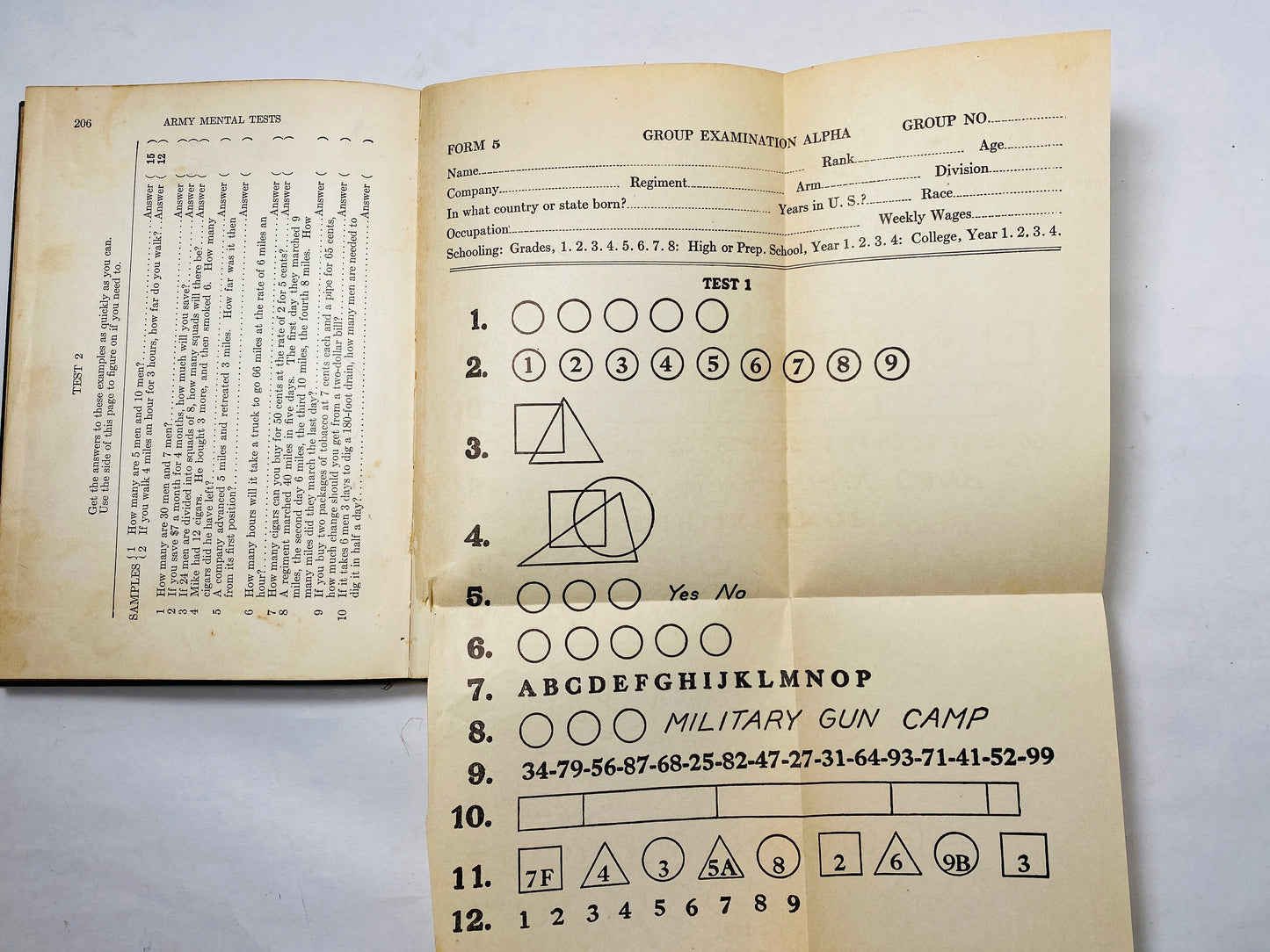 Army Intelligence antique book circa 1931 Government Mental Tests US War Department vintage rare collectible methodology psychology