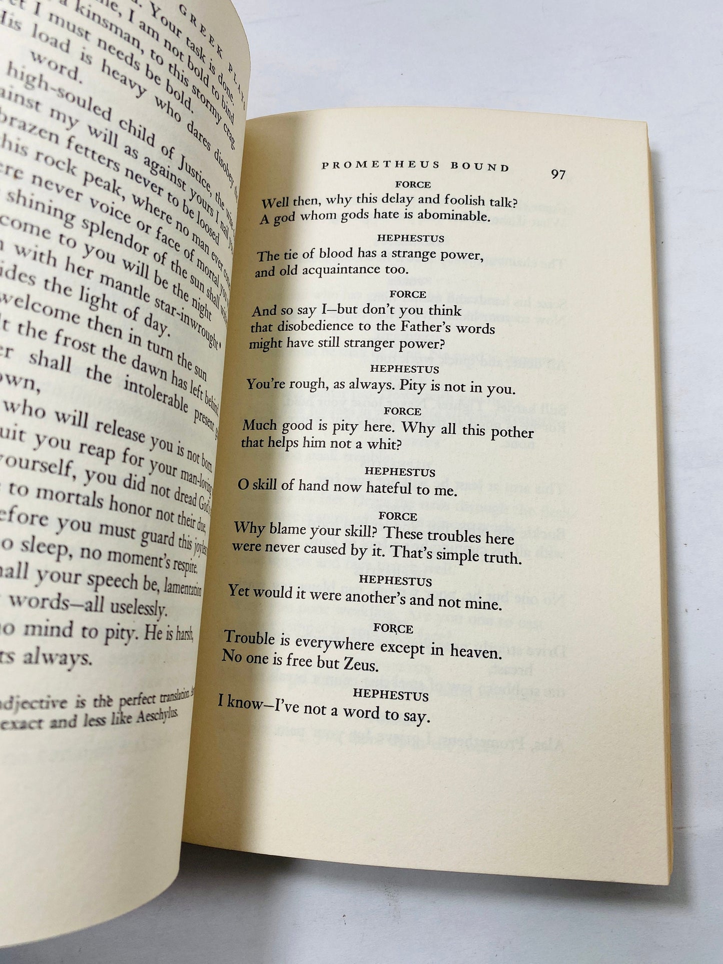 Three famous Greek plays Vintage paperback book circa 1965 Prometheus Bound, Agamennon, The Trojan Women