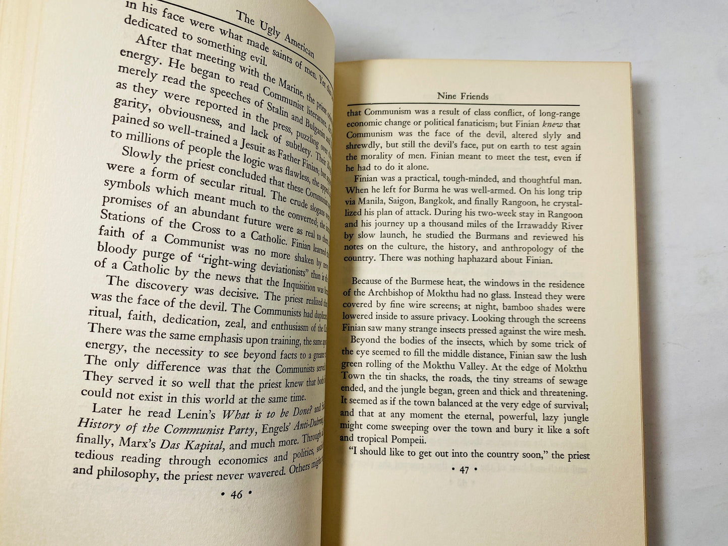 Ugly American by William Lederer circa 1958. Vintage book about peacekeeping diplomatic failures in Southeast Asia and civil war.