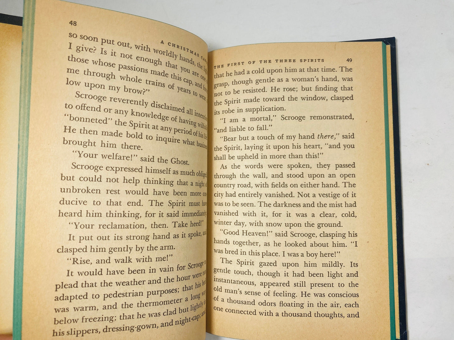 Christmas Carol by Charles Dickens. Beautiful blue vintage book by Charles Dickens circa 1965. Home decor gift. Stocking Stuffer for him her