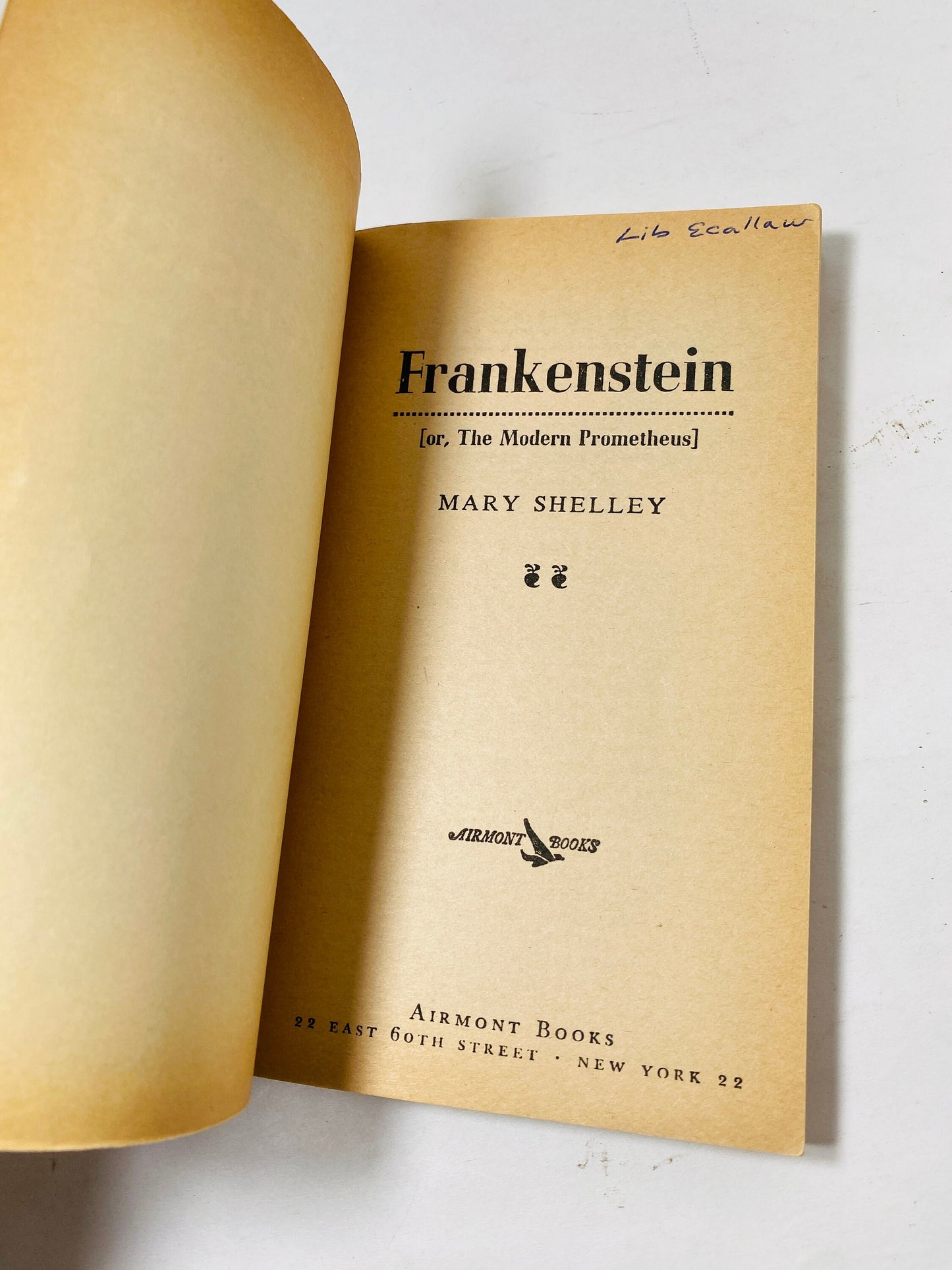 Mary Shelley Frankenstein Vintage Airmont paperback book circa 1963 collector gift Gothic gift emo goth. Black blue home decor