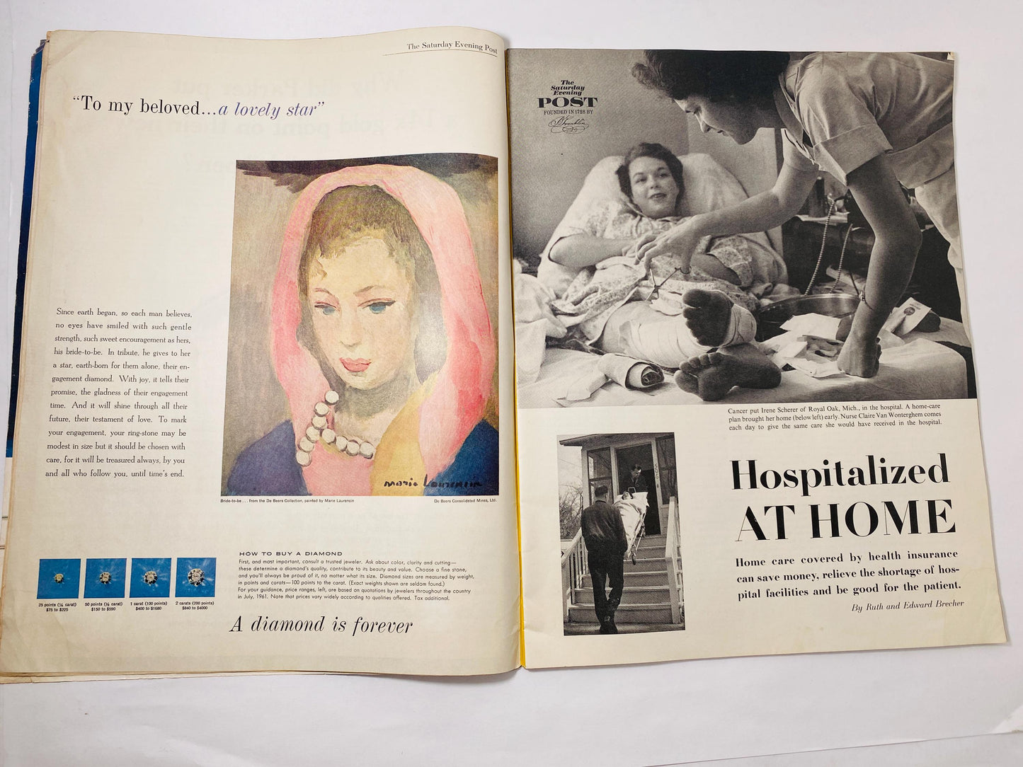 Norman Rockwell Saturday Evening Post November 4 1961 vintage magazine featuring pink General Telephone advertisement Living Doll Television