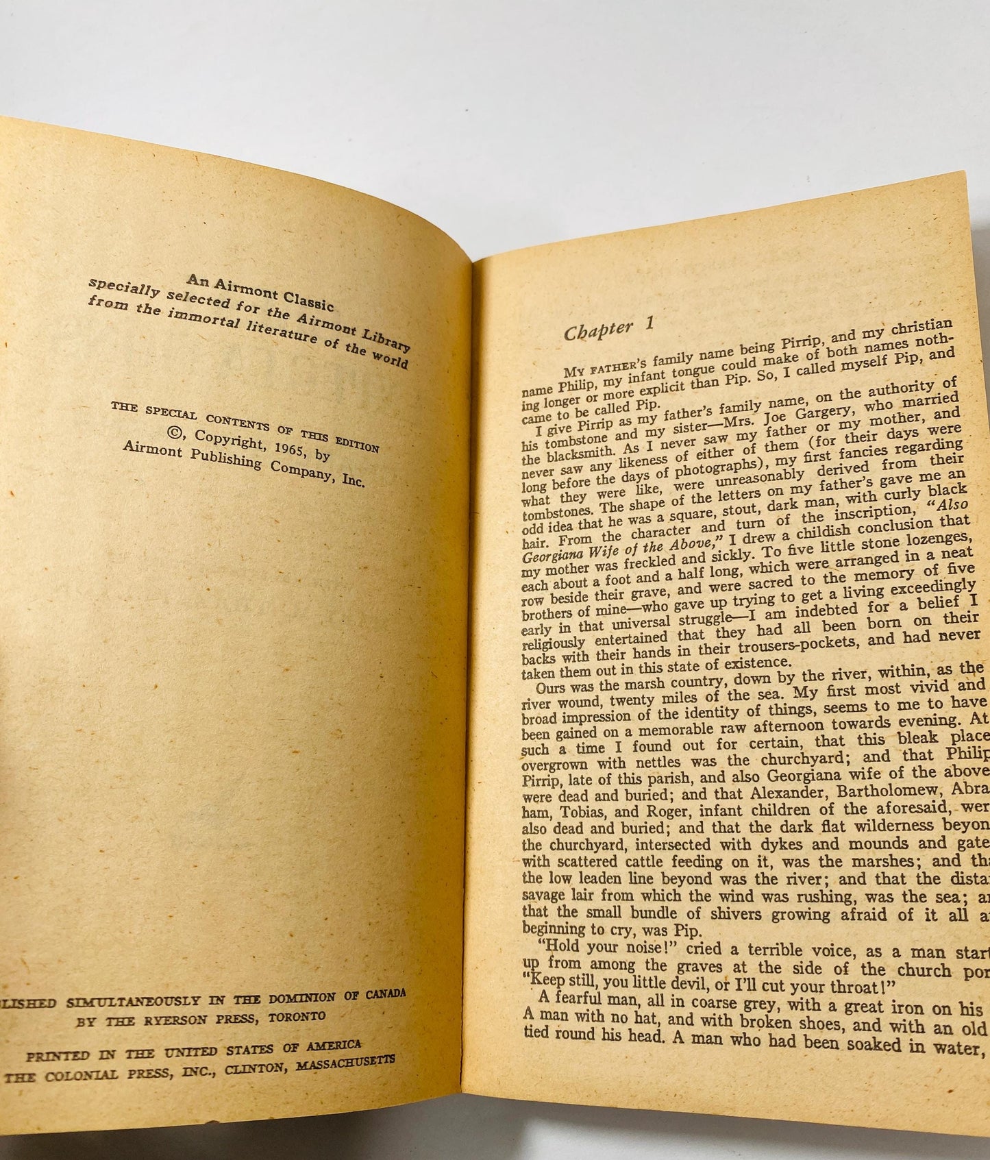 Charles Dickens Great Expectations Vintage Airmont paperback book circa 1965 about the education of an orphan nicknamed Pip