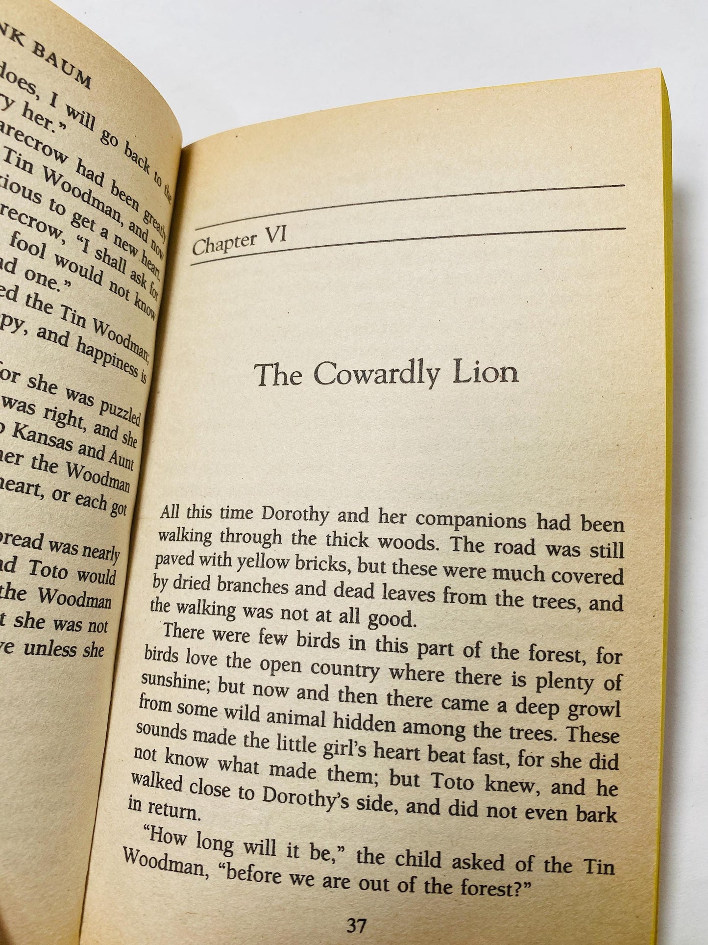 Wizard of Oz vintage paperback book by L Frank Baum circa 1988 Retro yellow decor stocking stuffer