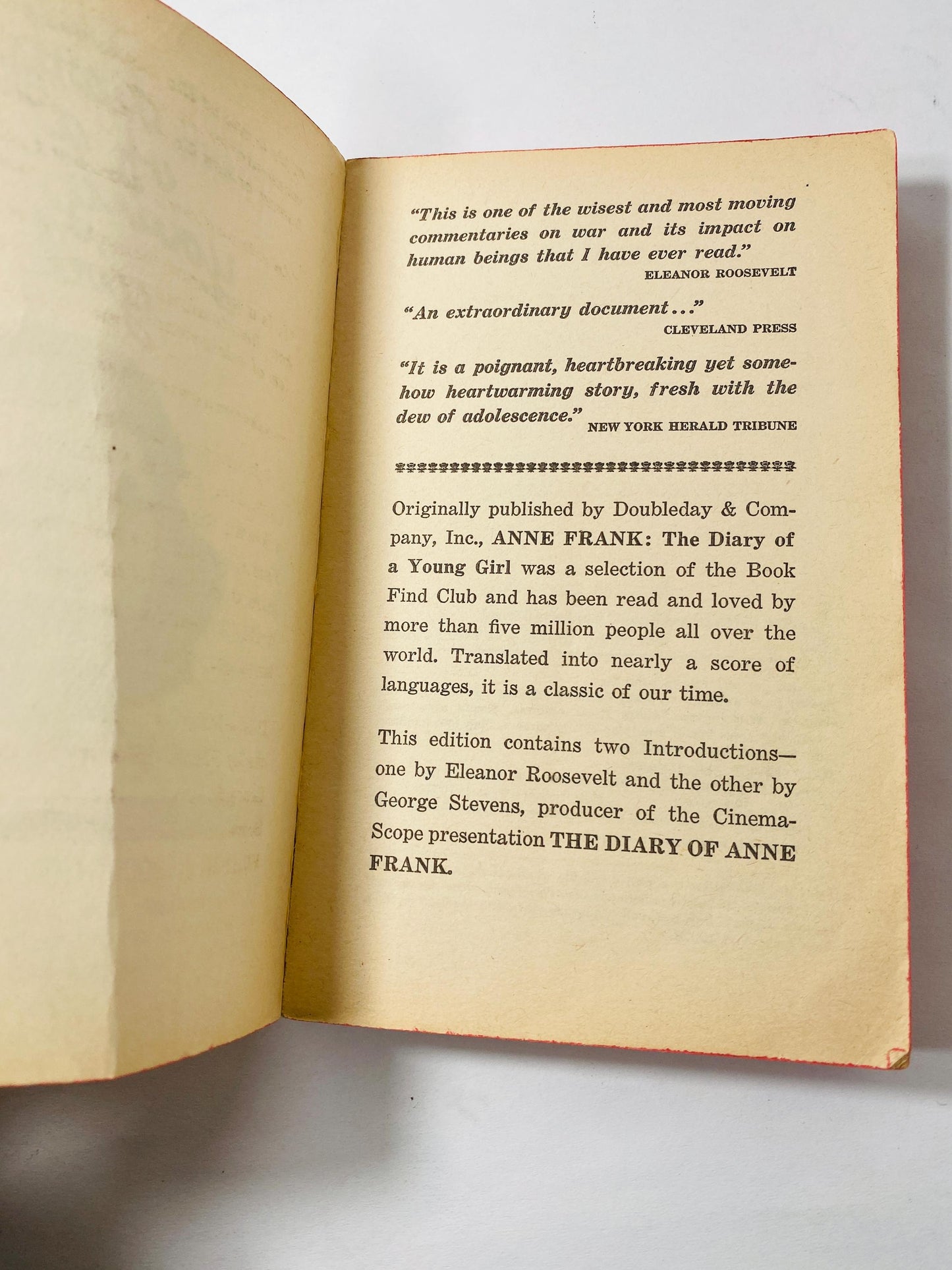 1967 Diary of Anne Frank Vintage paperback book Pocket Books Diary of a Young Girl