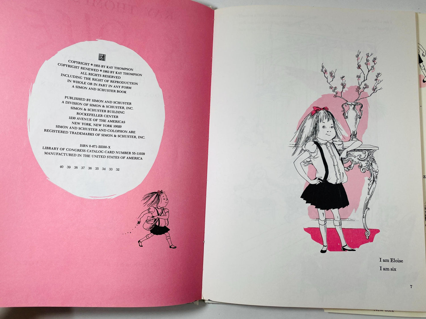 Eloise by Kay Thompson Vintage children's book circa 1983 Beautifully illustrated by Hilary Knight. Pink kids nursery decor.