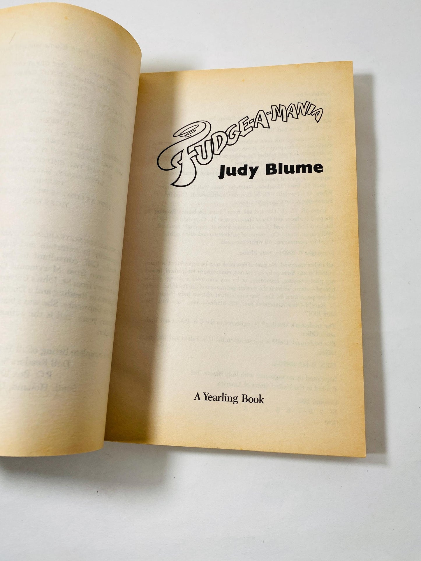 Judy Blume Fudge a Mania vintage paperback Dell book circa 1991 Young adult, tween book about bullying.