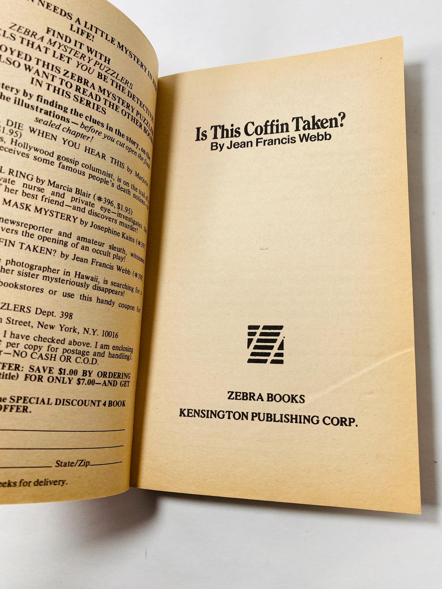 Is this coffin taken? FIRST PRINTING Vintage paperback book by Jean Francis Webb circa 1978. Choose your own adventure mystery