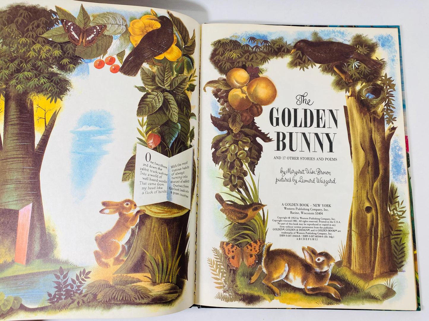 Golden Bunny Vintage book by Margaret Wise Brown LARGE Golden Book Children's Easter basket gift decor circa 1981