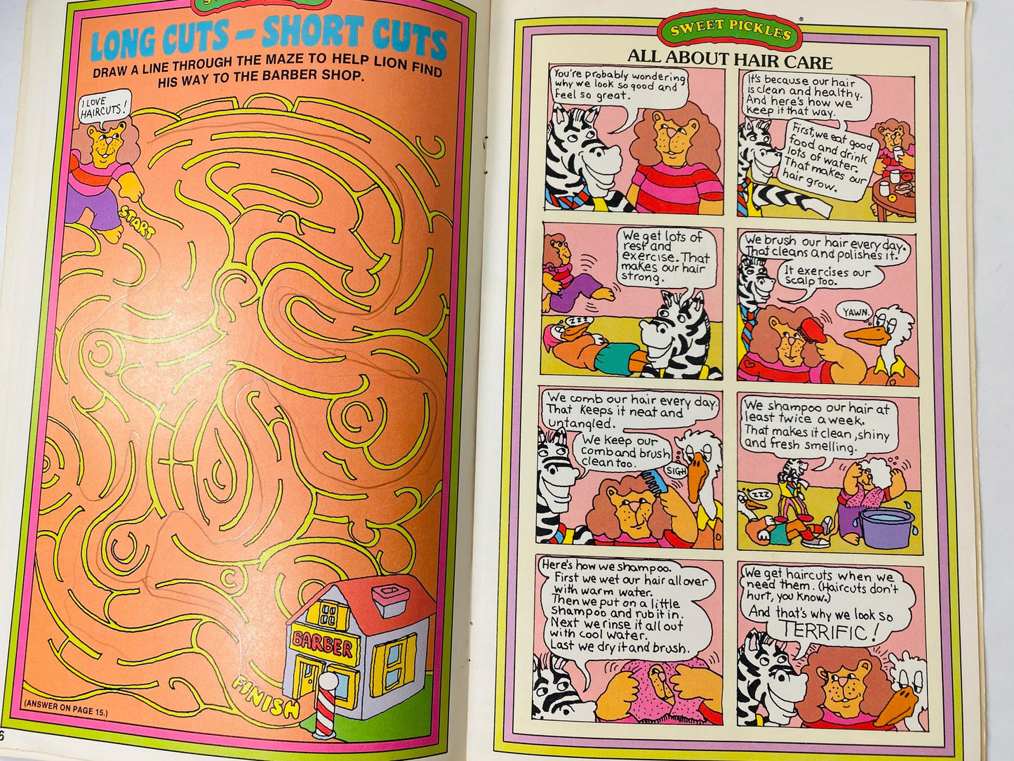 Sweet Pickles Curls Bangs and Tangles and other Hairy Things vintage children's activity book circa 1978 collectible retro Gen X decor