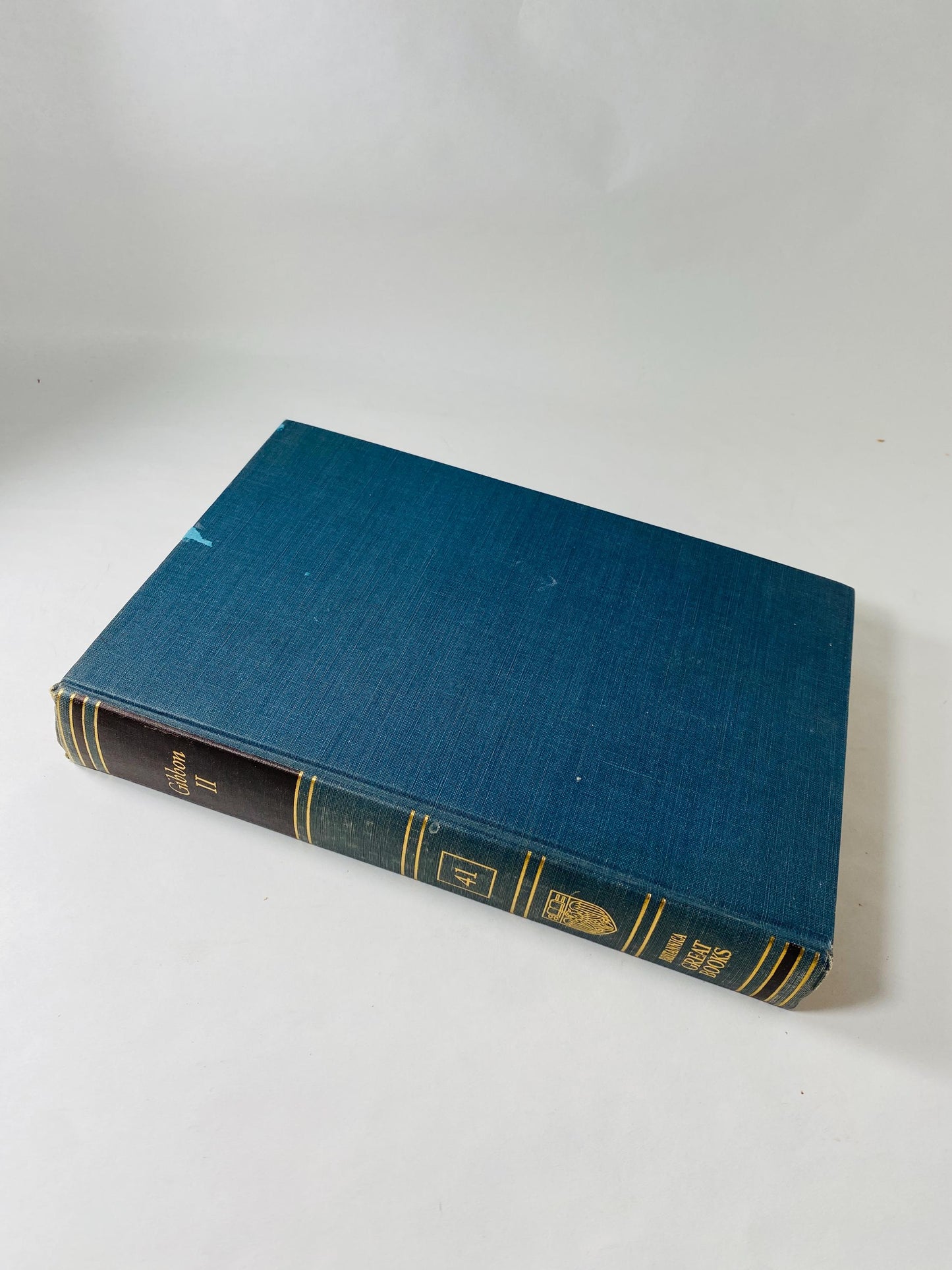 GORGEOUS vintage blue Tacitus Thucydides Herodotus Gibbon Britannica Great Books Staging bookshelf decor circa 1986