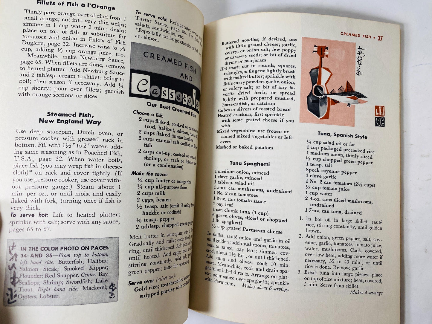 1958 Fish & Seafood Cook vintage booklet Recipe cookbook all-American dishes Clam chowder bean soup Boston brown bread