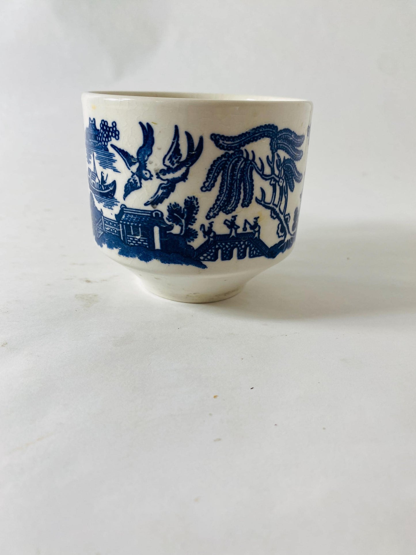 Vintage Churchill Blue Willow porcelain tea cup and saucer Made in England cottage decor