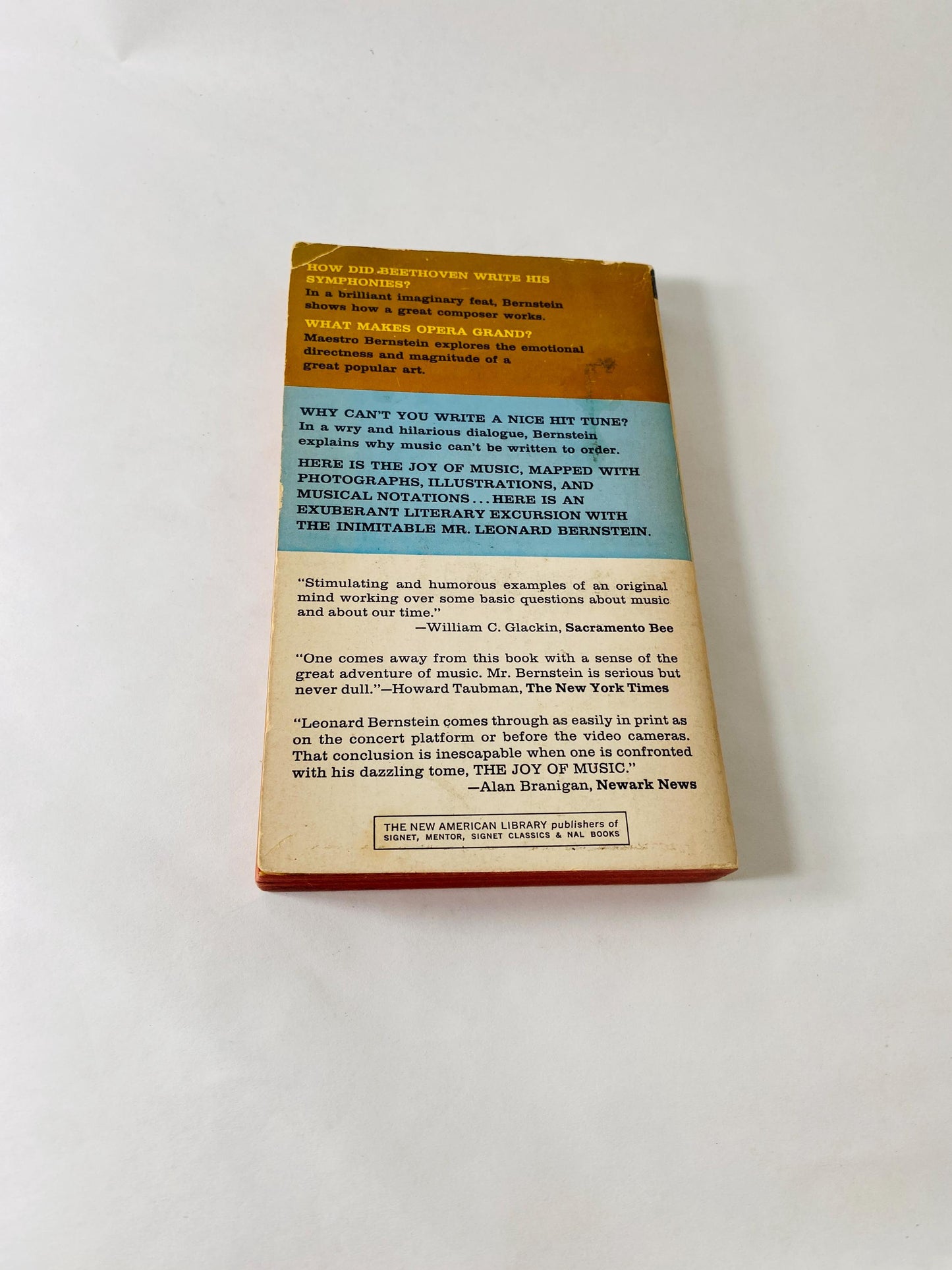 1967 Joy of Music vintage Signet paperback book Conductor Leonard Bernstein Director New York Philharmonic symphony orchestra classical