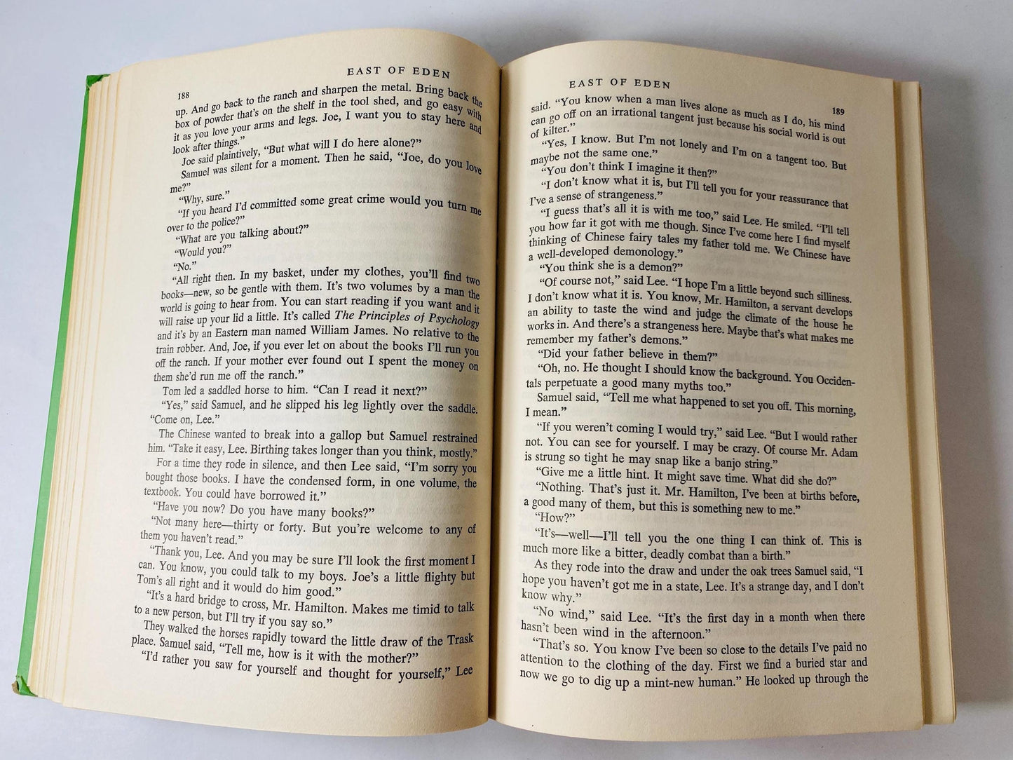 East of Eden book by John Steinbeck circa 1952 Vintage book EARLY PRINTING winner of the Nobel Prize. Green home decor