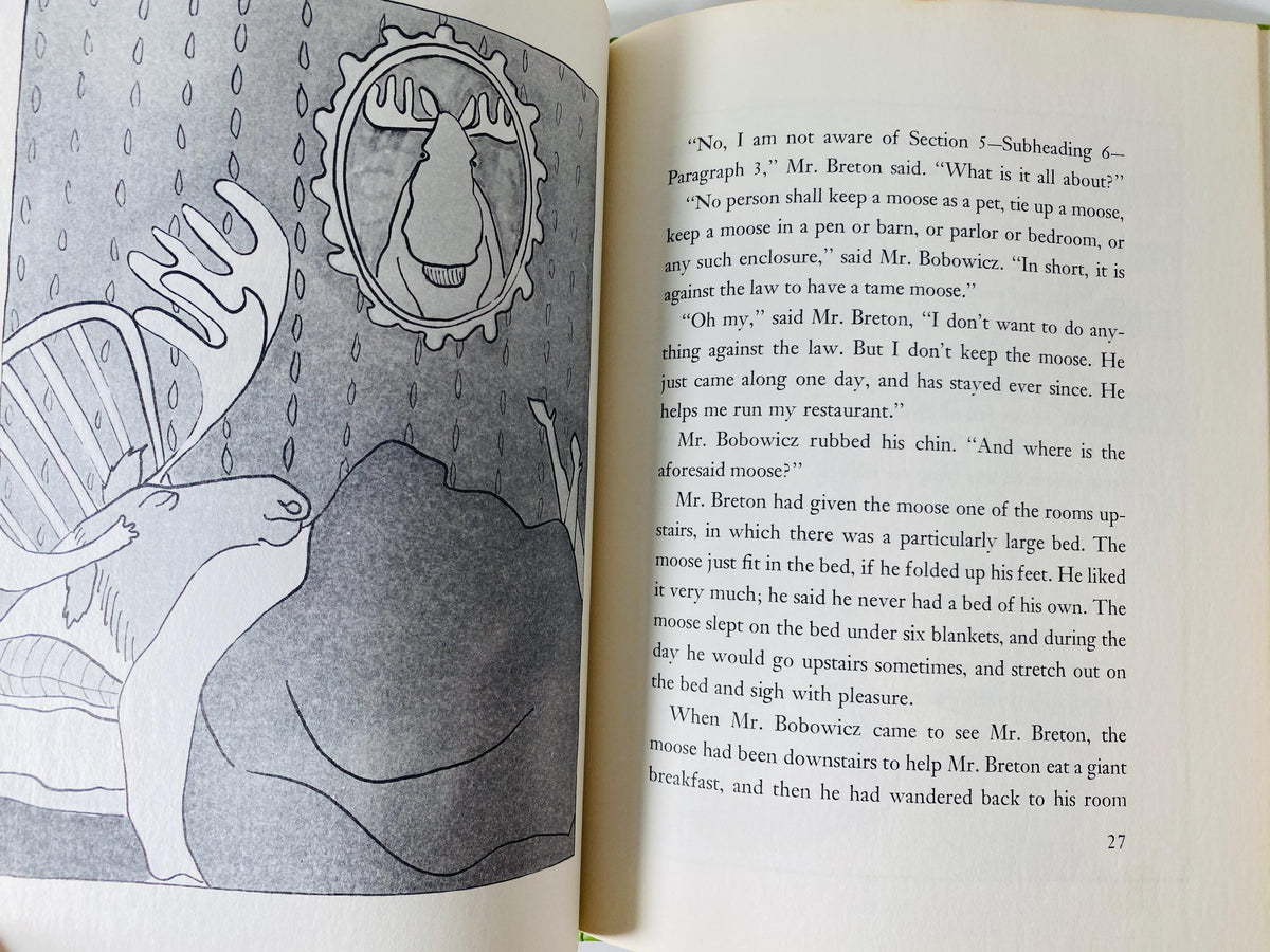 Blue Moose vintage children's Weekly Reader book by Manus Pinkwater circa 1975 about a who serves as head waiter and cooks gourmet meals