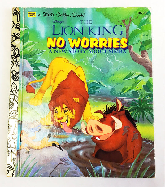 Disney's The Lion King. No Worries. A Story About Simba. Little Golden Book circa 1995. 107-97. Walt Disney. Vintage children's book.