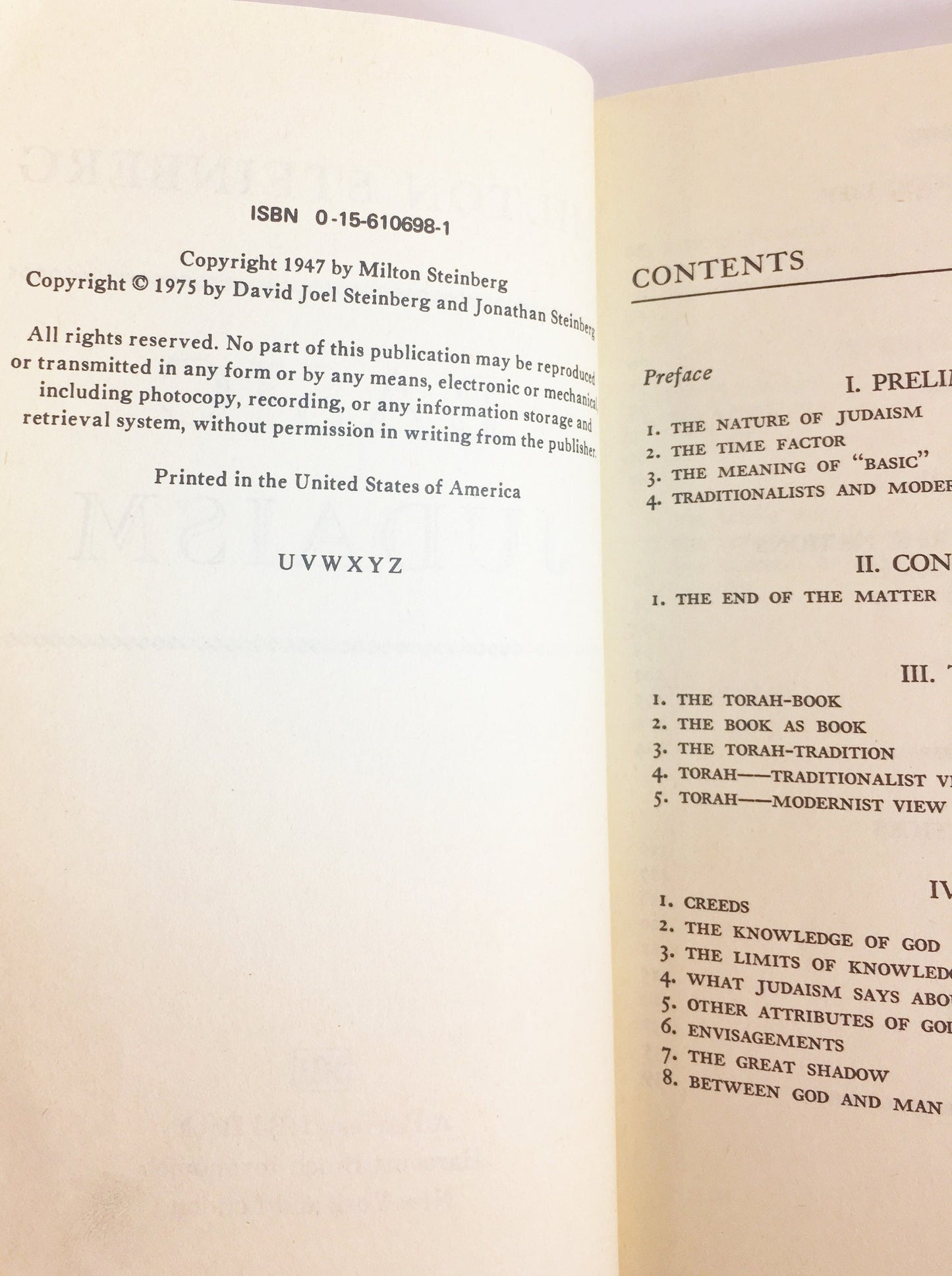 Milton Steinberg's Basic Judaism. Vintage paperback book circa 1975. Jewish gift. Conversion understanding anti-antisemitism
