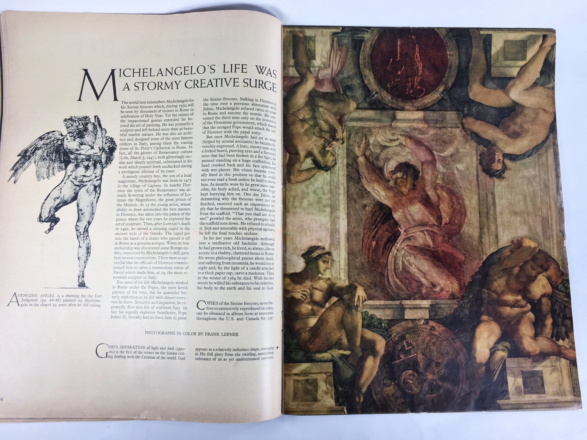 1969 Vintage Pillsbury Bake off & Michelangelo in Life Magazine. Art Collector God the Creator December 26 Vol 27 Number 26. Home decor gift