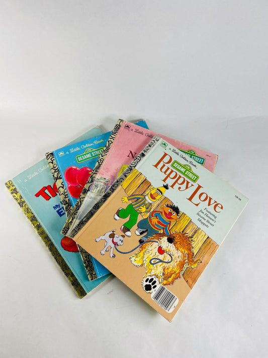 Sesame Street vintage Little Golden Books. Bert and Ernie Puppy Love, Oscar the Grouch, Big Bird, Tickle Me Elmo. 1990s