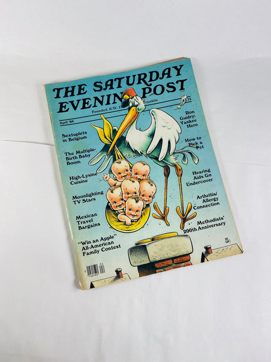 1984 Saturday Evening Post vintage magazine with Apple IIE advertisement. Home office decor