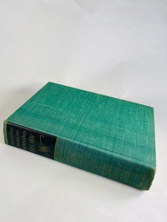 George Bernard Shaw vintage book of plays circa 1947. Theatre green bookshelf decor