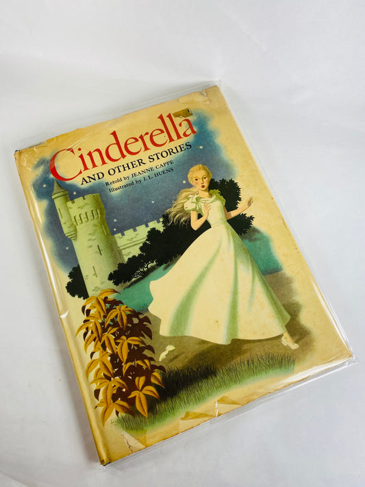 Cinderella OVERSIZED vintage children’s book circa 1957 with dust jacket EARLY PRINTING Cappe Collectible princess nursery decor