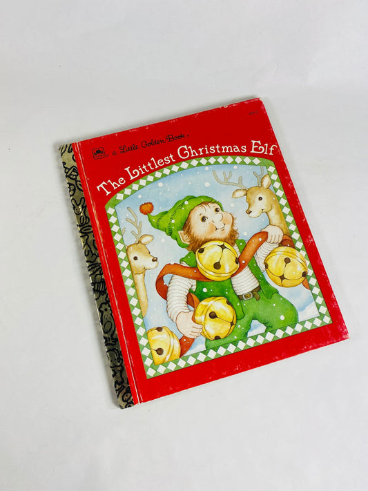 1987 Vintage Littlest Christmas Elf. Little Golden Book. Vintage Christmas book. Children's. Santa Frosty. Connie Malvern. Snow Man
