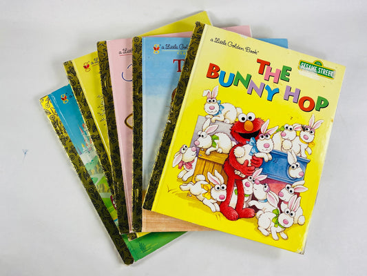Little Golden Book lot Set of 5 vintage books Baby Farm Animals Sleeping Beauty Elmo Bunny Hop Bunny Book Kitten