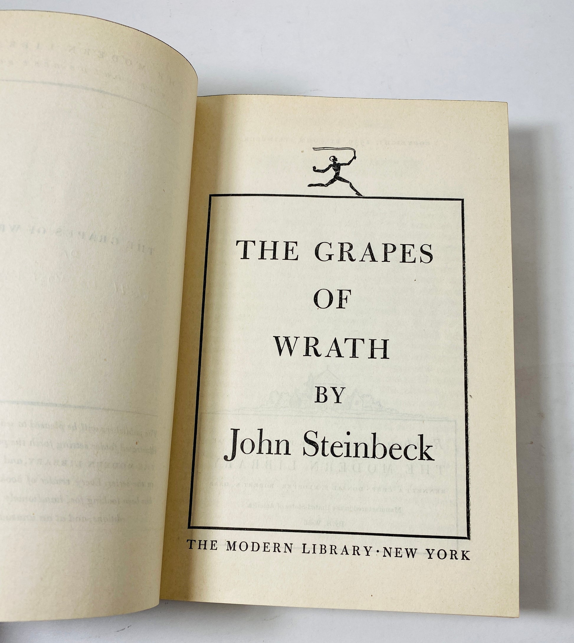 Grapes of Wrath vintage book by John Steinbeck Modern Library circa 1939 with dust jacket and green cloth binding book decor Literature gift
