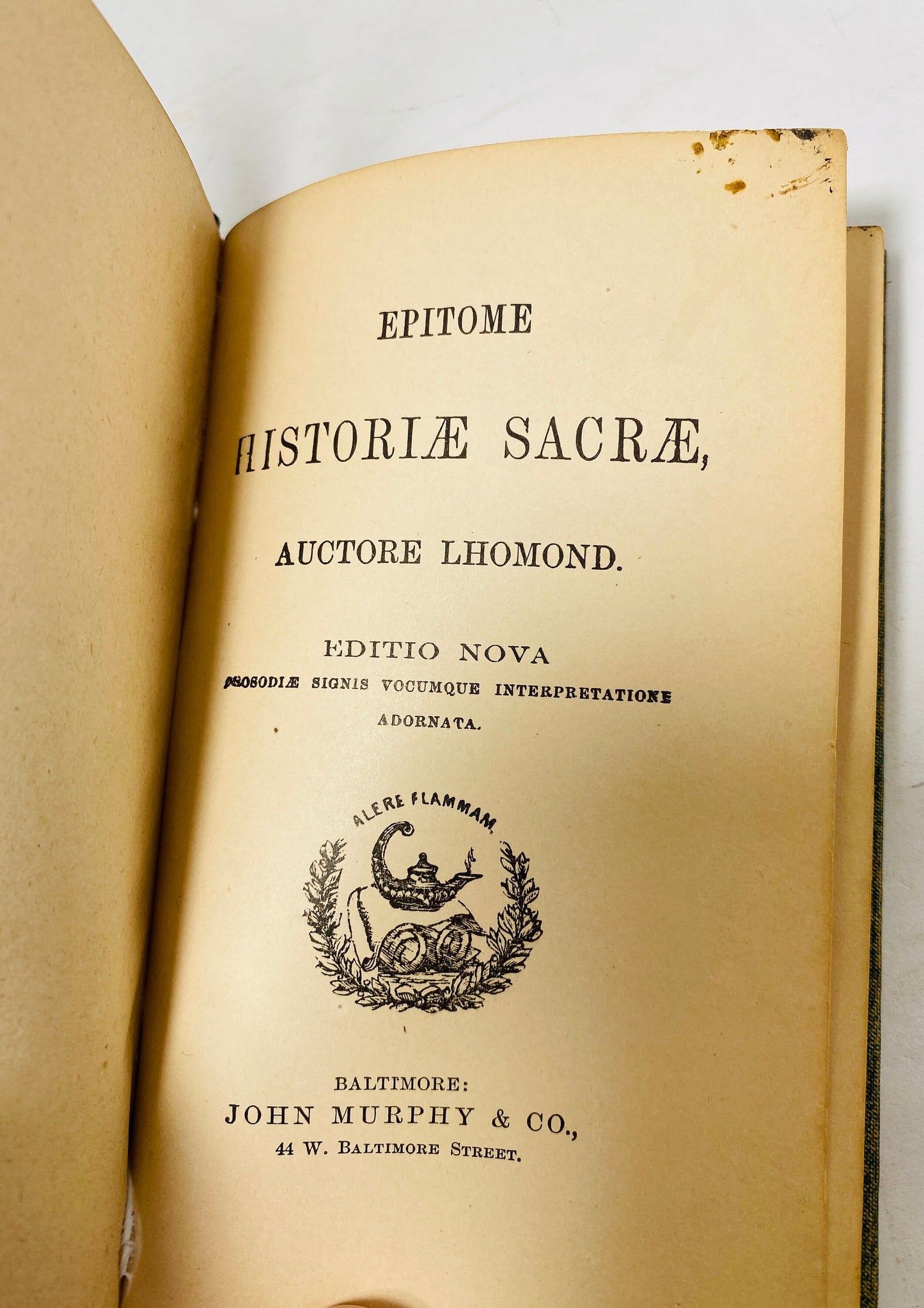 Epitome Historiæ Sacræ vintage Latin book Summary of Sacred History by Charles-François Lhomond published by John Murphy circa 1900