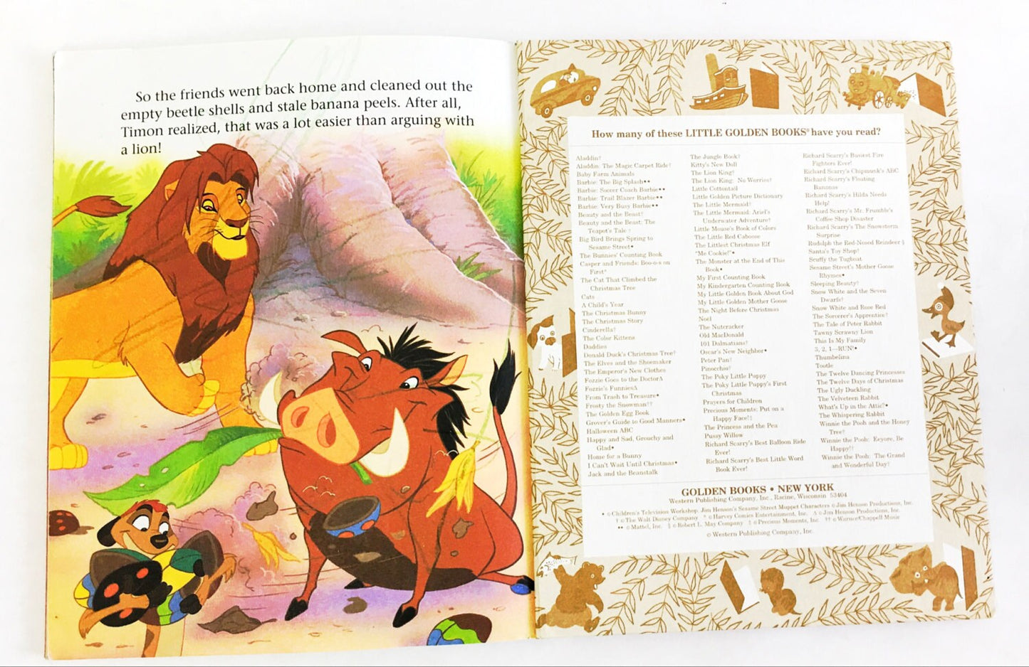 Disney's The Lion King. No Worries. A Story About Simba. Little Golden Book circa 1995. 107-97. Walt Disney. Vintage children's book.